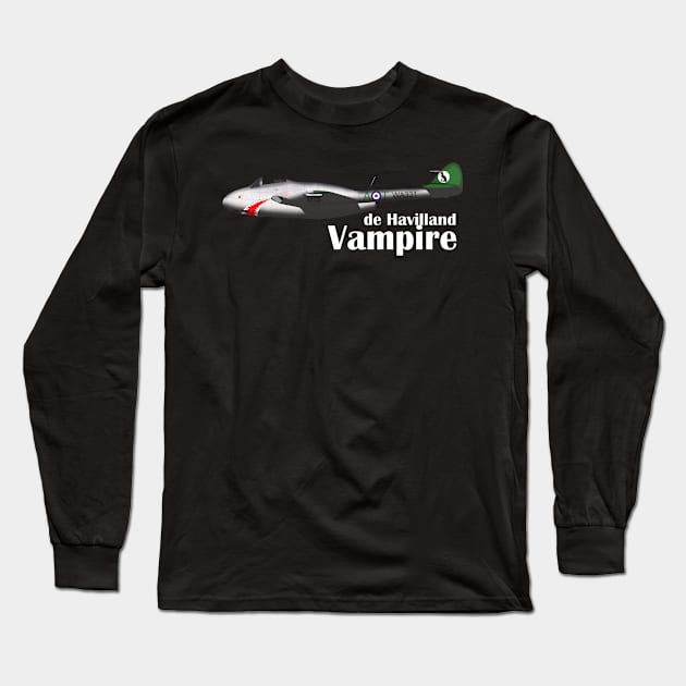 de Havilland Vampire FB.5 Long Sleeve T-Shirt by BearCaveDesigns